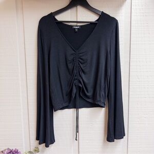 Express Bell Sleeve V Neck Cinch Long Sleeve